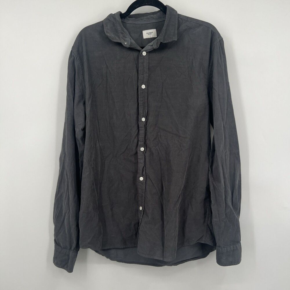 The Academy Brand Cotton Shirt Mens Size L Gray Long Sleeve Button Up